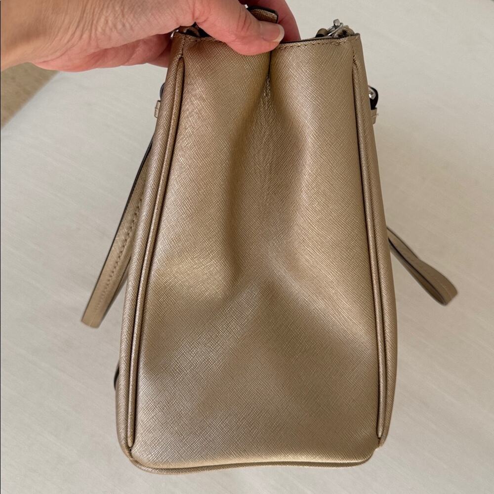Vintage Y2K Coach Metallic Gold Saffiano Leather Tote Work Office - Picture 9 of 13